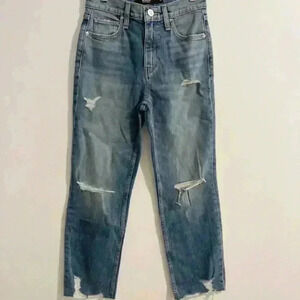 Hudson Jeans Remi High Rise Straight Crop Distressed Jeans